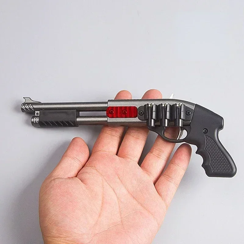 Minipistola pulverizadora de escopeta con banda de goma, modelo en miniatura, adornos, juguete, bala suave, regalo de Navidad, 8 ráfagas, 2024