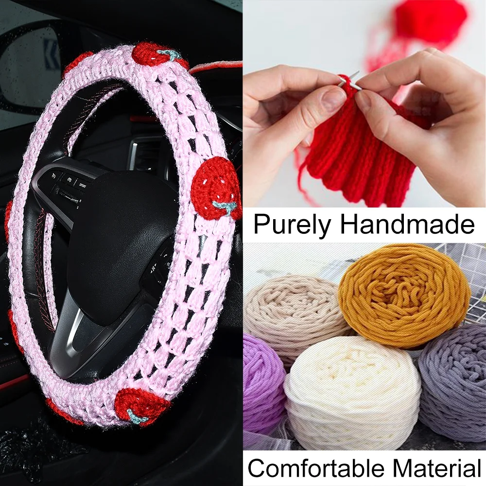 Crochet Steering Wheel Cover for Cars, Sweety Gift for Girl, Auto Steering Wheel Decoration Accessories Covers