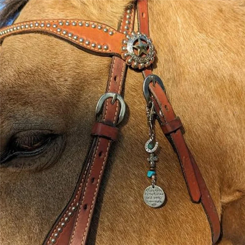 ABKJ-Saddle And Bridle Charm Clip, Saddle And Bridle Charm Clip, Leather Saddle Rope Clip, Blessing Decoration