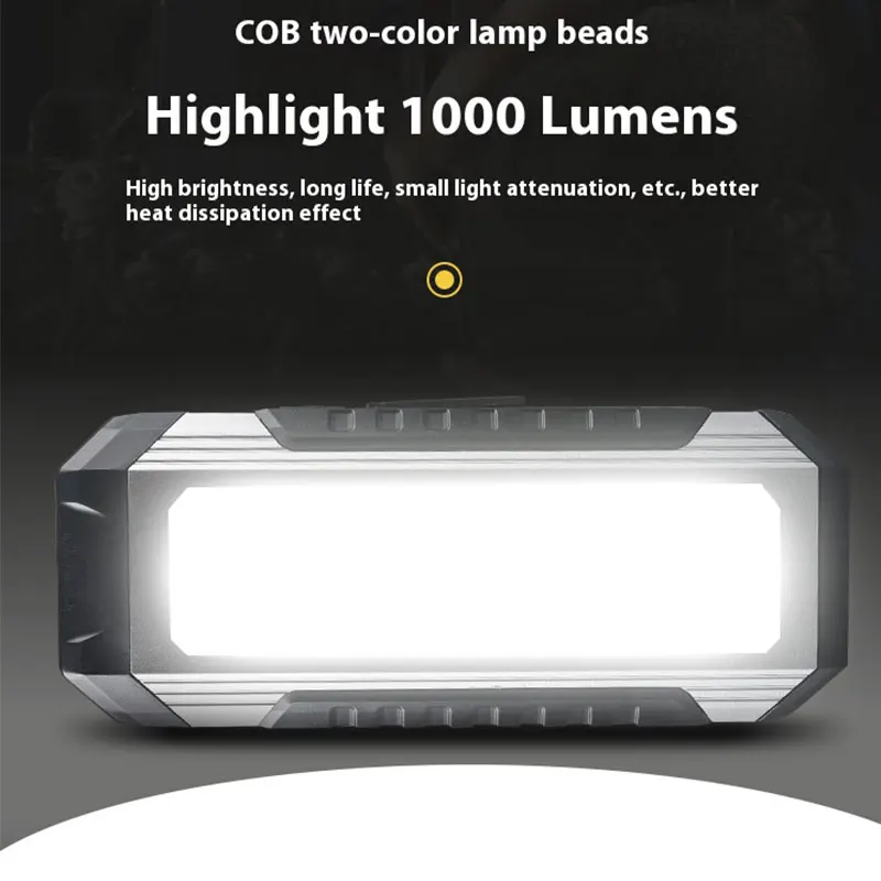 Rechargeable Portable Camping Flashlight with Magnet COB Work Light Waterproof Emergency Power Bank High Brightness Torch Lamp