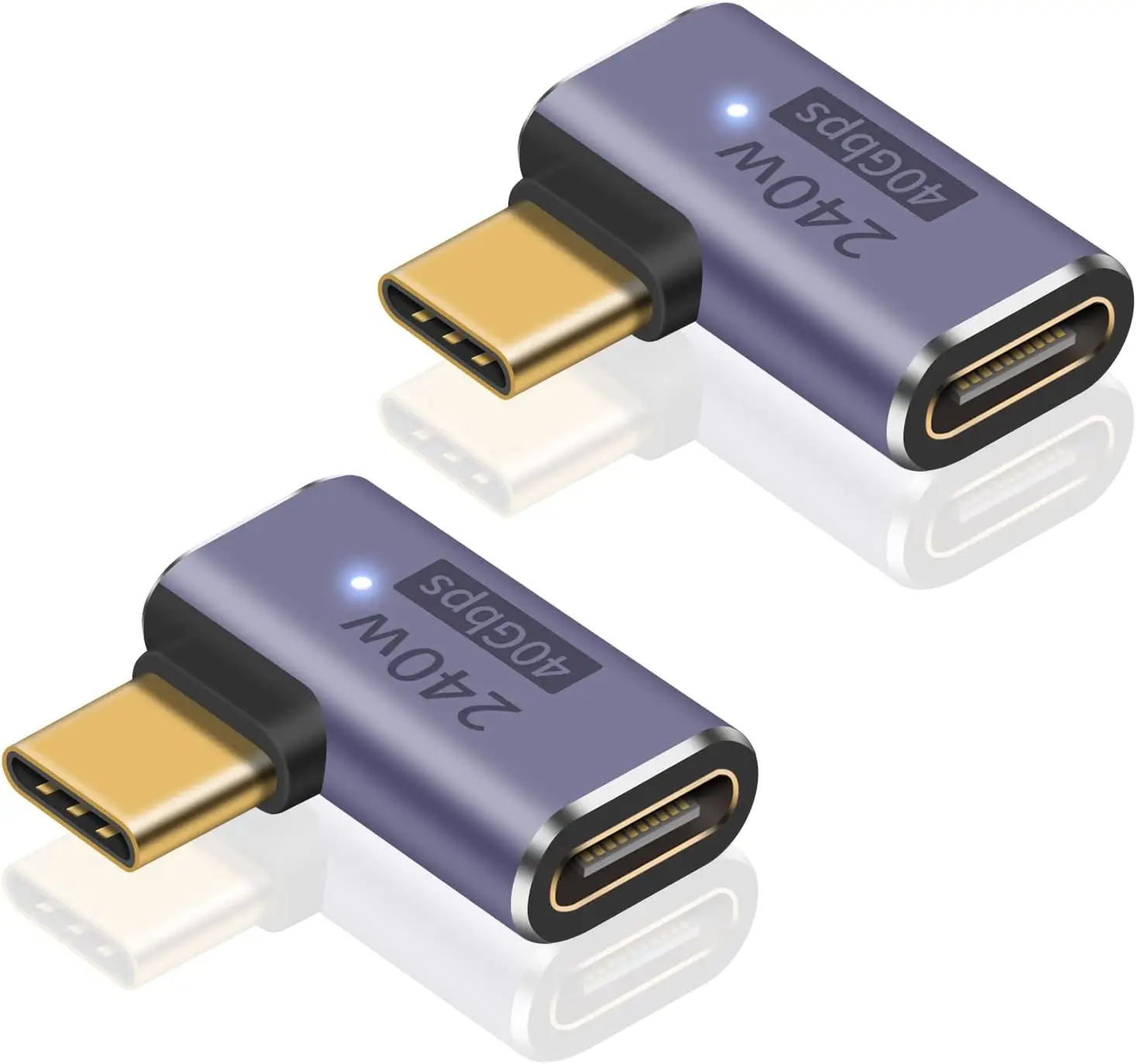 10PCS 90° Right Angle USB C Adapter 2-Pack 240W PD, Thunderbolt 4/3 & USB 4.0, 8K-60Hz For MacBook/iPad