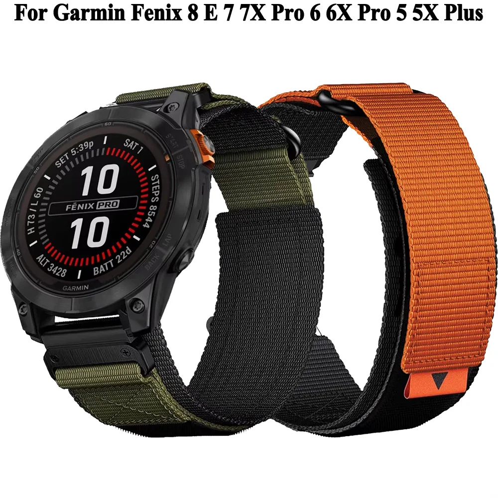 

Quickfit 26mm 22mm Army Green&Black Nylon Strap For Garmin Fenix 8 47mm 51mm E 7 7X Pro 6 6X Pro 5 5X Plus Enduro 3 2 Wristband