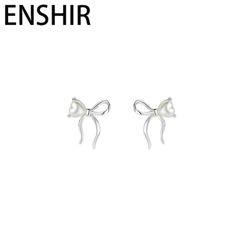 ENSHIR Bowknot Pearl Earrings for Women Simple Korean Elegant Gorgeous Wedding Jewelry Gifts Wholesale