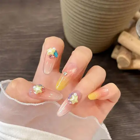 Kawaii 3D Nail Rhinestones Pack 50Pcs Star Heart Charms for DIY Enthusiasts