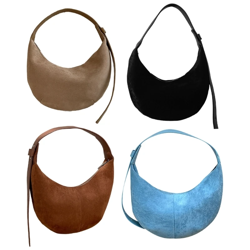 Women Korean Styles Shoulder Bag Aesthetic Handbag Girl Half Moon Bag Armpit Bag E74B