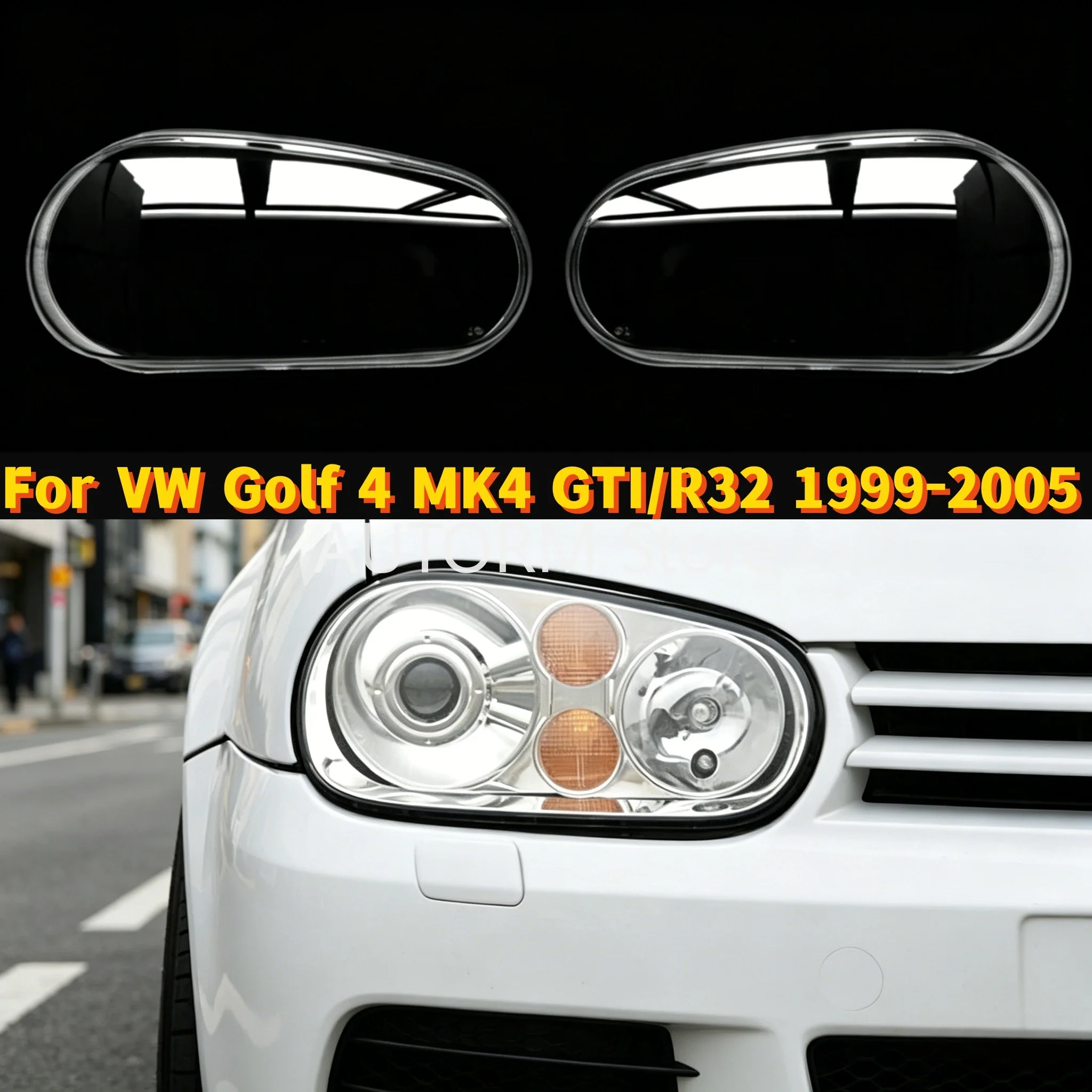 

For VW Golf 4 MK4 GTI/R32 1999-2005 Left+Right Side Car Front Headlights Lens Shell Cover Lampcover Transparent Lampshade