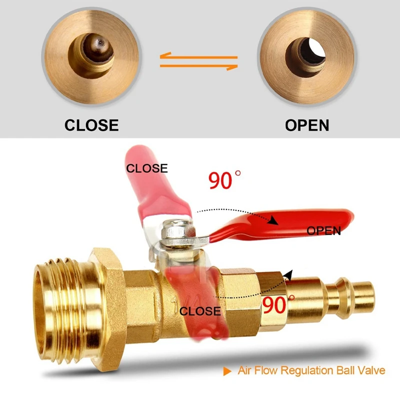 Dual Purpose Winterize Blowout Adapter With Quick Plug & 3/4Inch GHT Thread, Brass Made Winterizing Quick Fitting