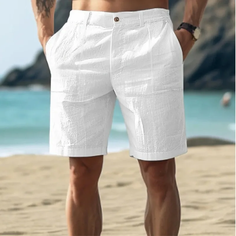 

Beach Vacation Cotton and Hemp Three-quarter Pants Men Outdoor Sports Breathable Pants Summer Leisure Cotton and Hemp Shorts