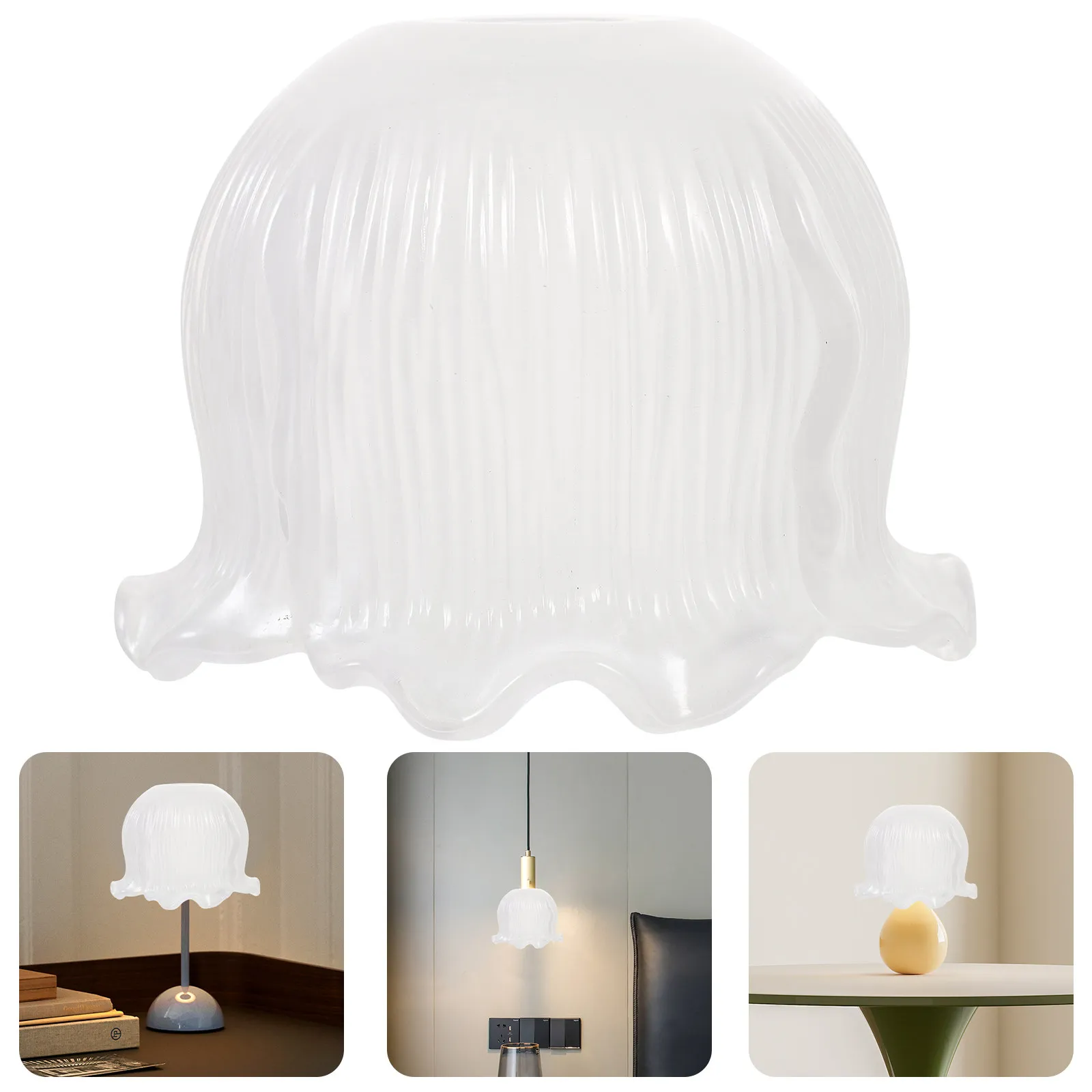 

Glass Lamp Shade Flower Shaped Table Wall Pendant Chandelier Light Cover Replacement Decorative Shade for Modern Retro Farmhouse