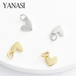 4PCS 9*9MM 18K Gold/Rhodium Plated Brass Heart Charms Pendants Jewelry Making Accessories Materials Wholesale Hypoallergenic ﻿