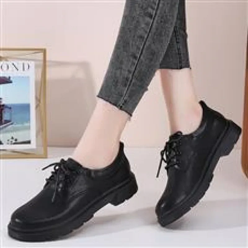 Mokasin Flat Bottom Loafer Leather Platform Bottom  Single Women's Loafers 2025 Autumn