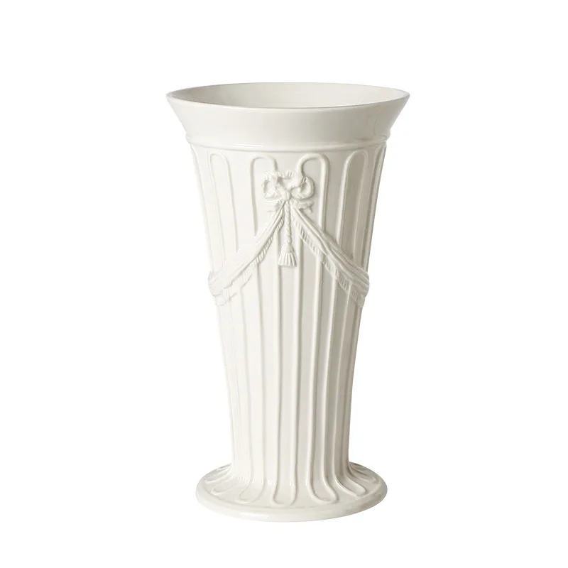 Pinched Floral Ceramic Vase, Tabletop Hydroponic Container, Artistic Home Ornament for Nightstand & Dried Flower Display