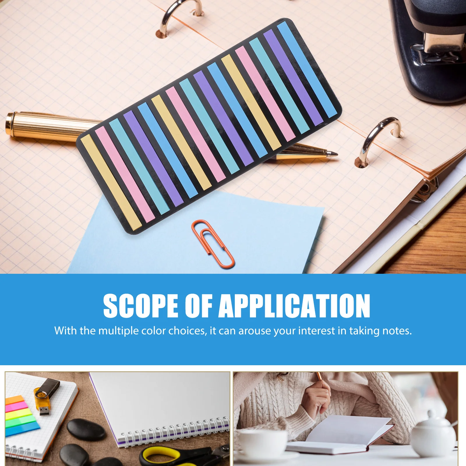 

4 комплекта красочных липких маркеров для страниц, прозрачные полоски для чтения для книг, блокнотов, обучающих канцелярских принадлежностей, аксессуары для книг