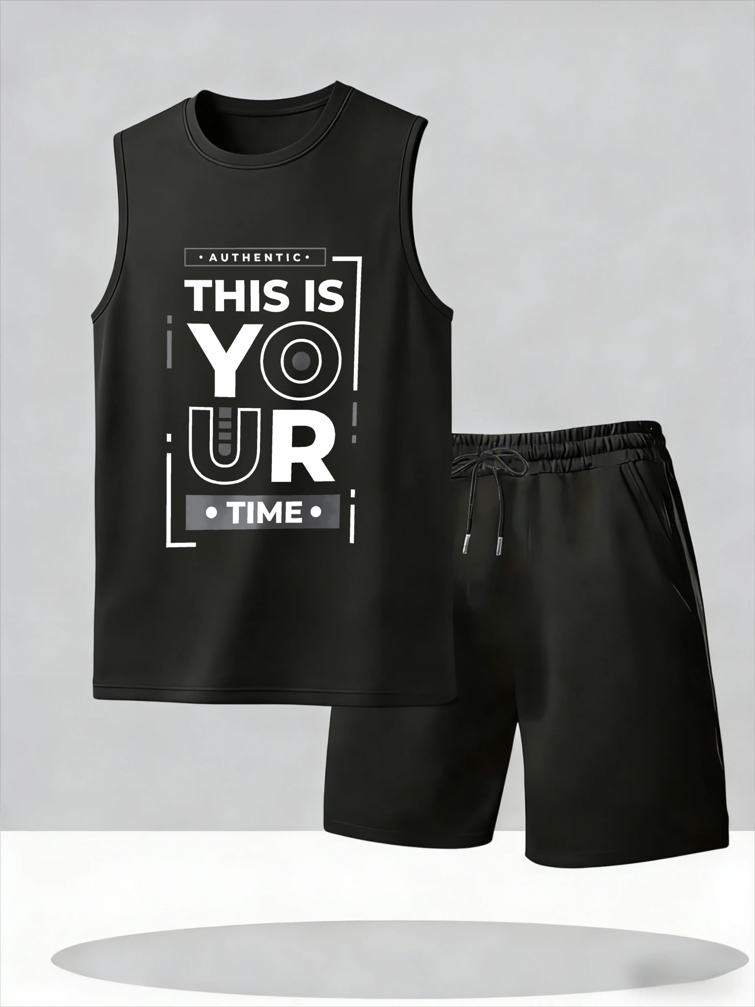 

Men's Tank Top Sets 2026 Summer Thin Quick Dry Breathable sports seaside two-piece set sports two-piece oversize crewneck beach