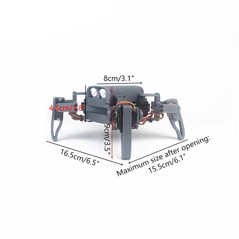 Robot araignée quadrupède assemblé, robot WiFi solitaire par téléphone portable, page Web pour l'éducation