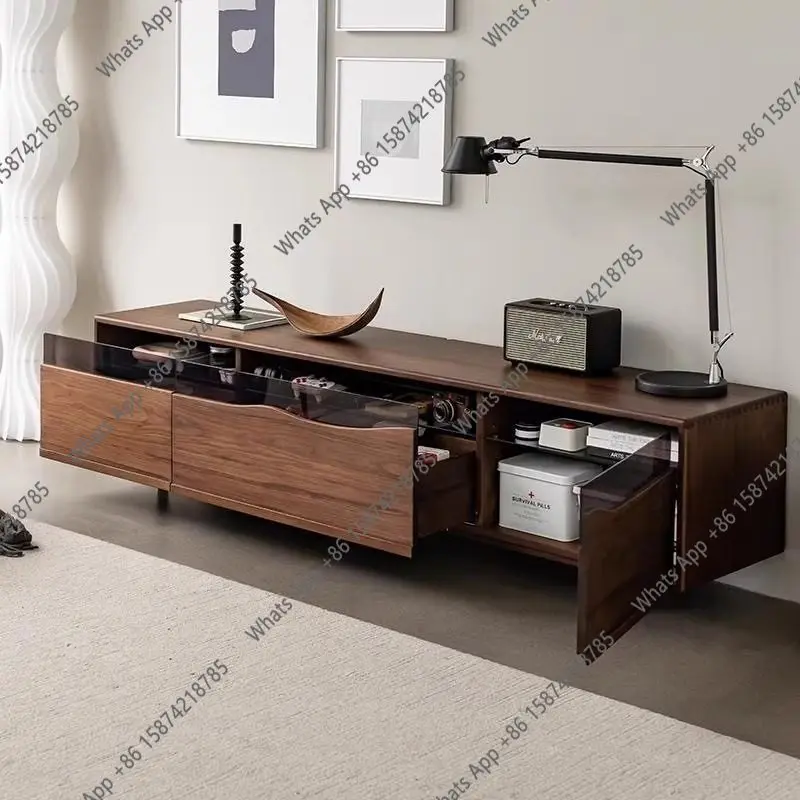 Solid wood TV cabinet Modern simple living room cabinet Creative audio-visual cabinet Floor designer fashion