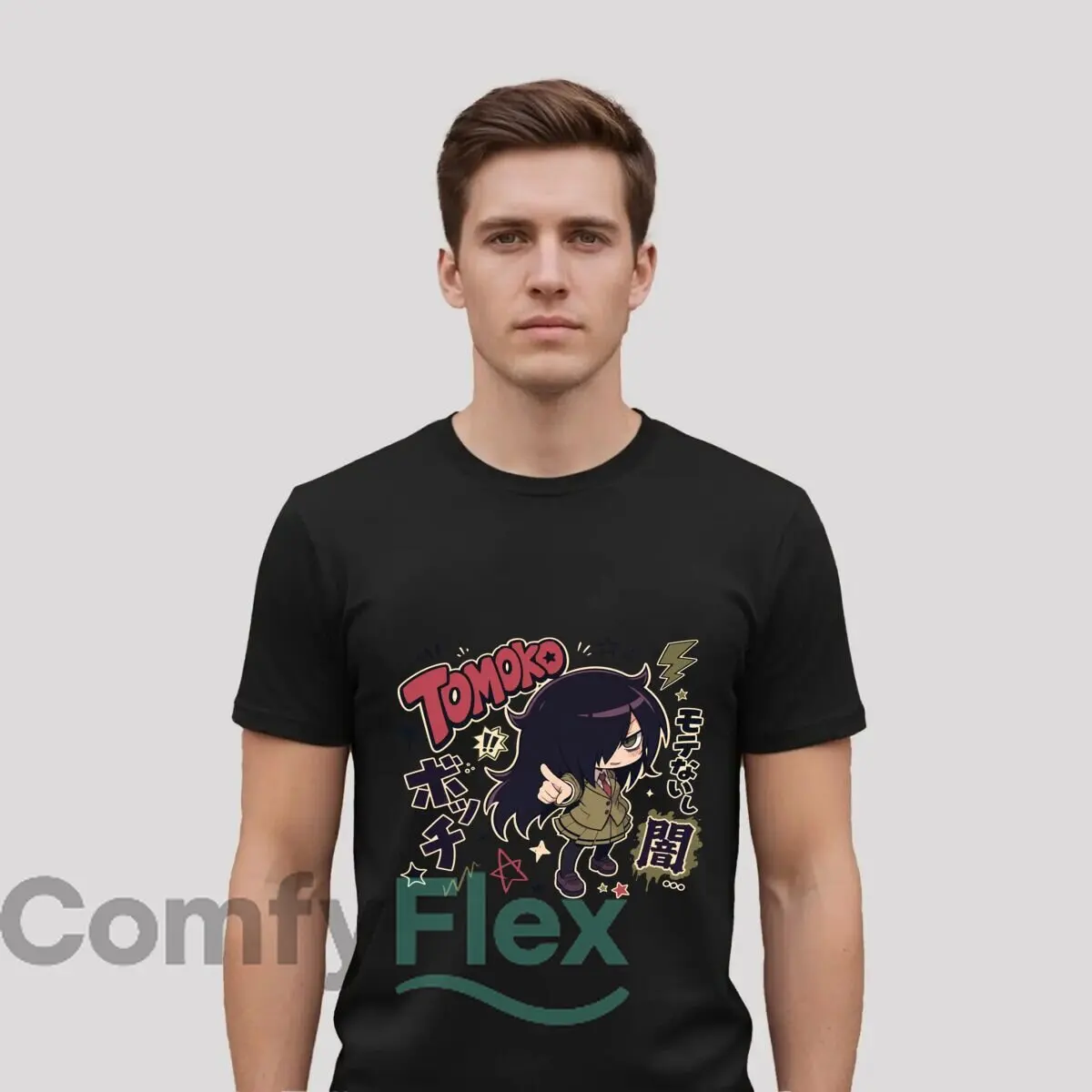 Niedliches Anime Tomoko Attitude Grafik-T-Shirt im Vintage-Look, locker geschnitten – Detail 4