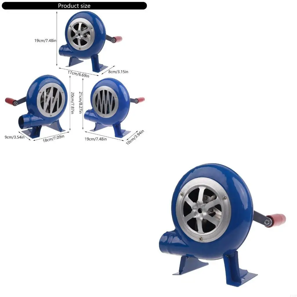 

P82E Barbecue Fan, BBQ Blower 150/120/80W Mini Blacksmith Forges Blower with Duct Iron Gear Portable Manual Blower for Camp