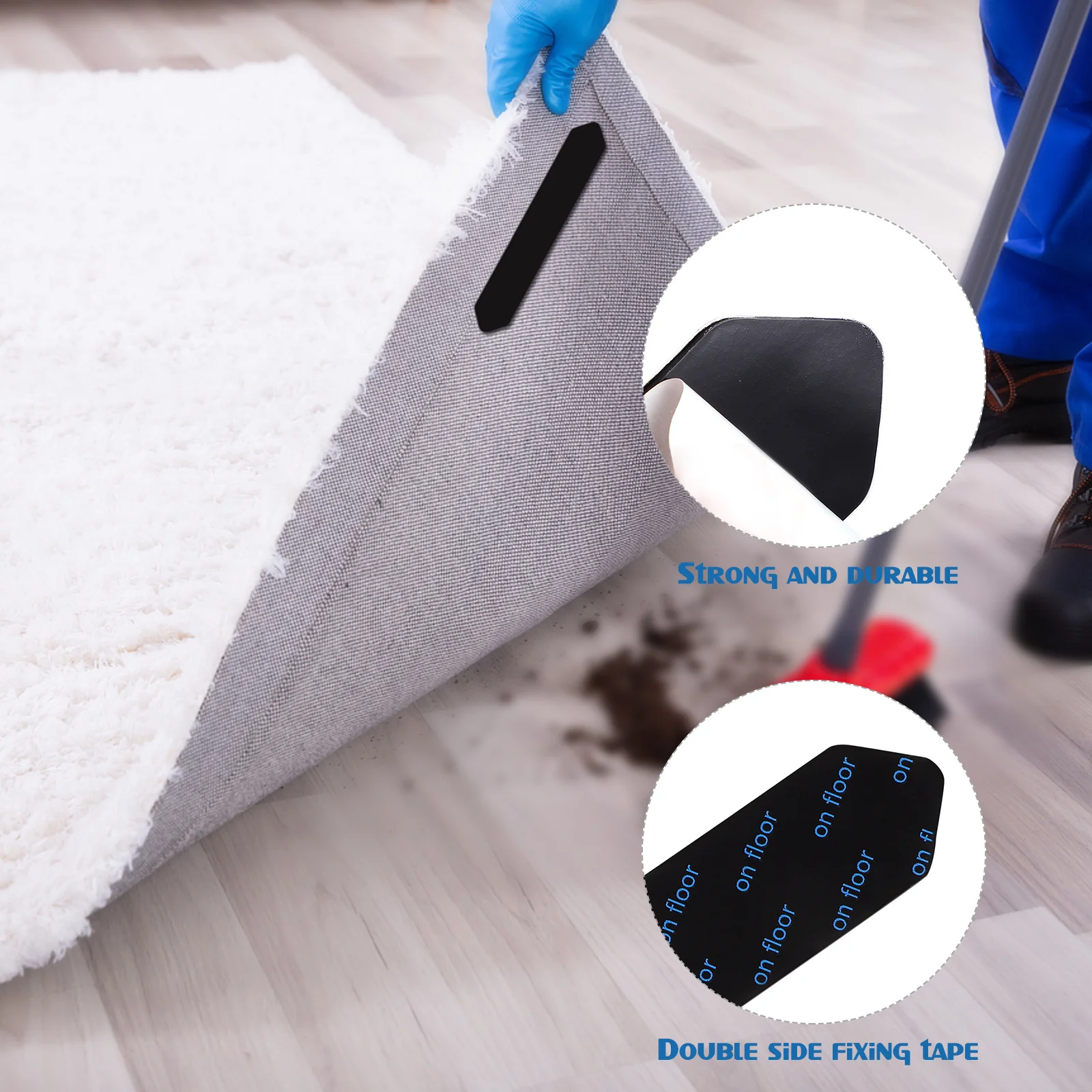 16Pcs Non-Skid Double Sided Fixing Stickers Carpet Trace-Less Gripper Anti Curling Rug Fixing Pads Strong Adhesive