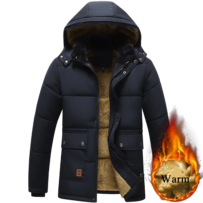 2024 Winter Windproof Men\'s Coat Plush Thicked Keep Warm Men\'s Jacket Classic Parkas For Men Hooded Fur Collar Outdoor Overcoat