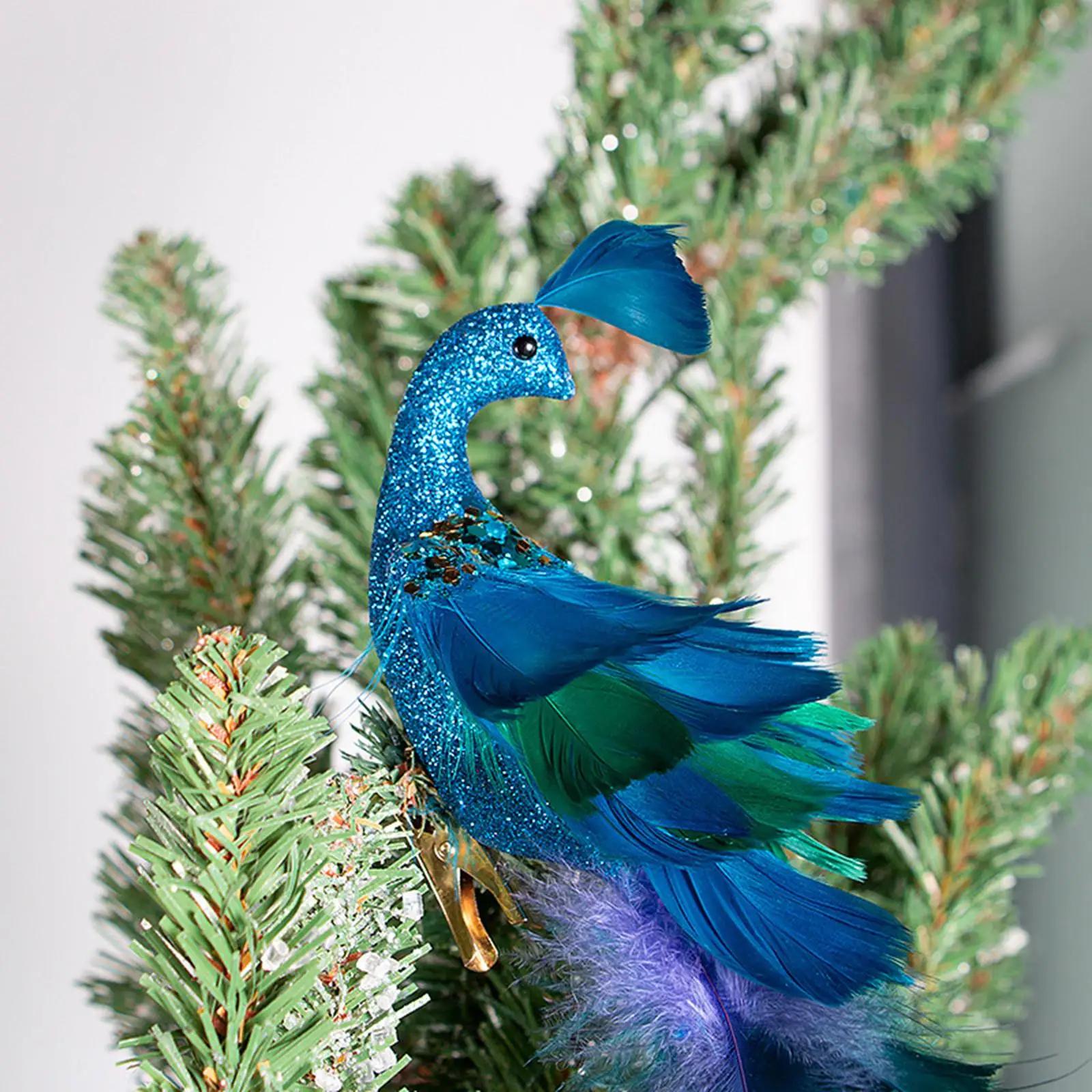 Vivid Peacock Decor Christmas Decorations with Clip Faux Peacock for Party Home Garden Birthday New Year Accessories