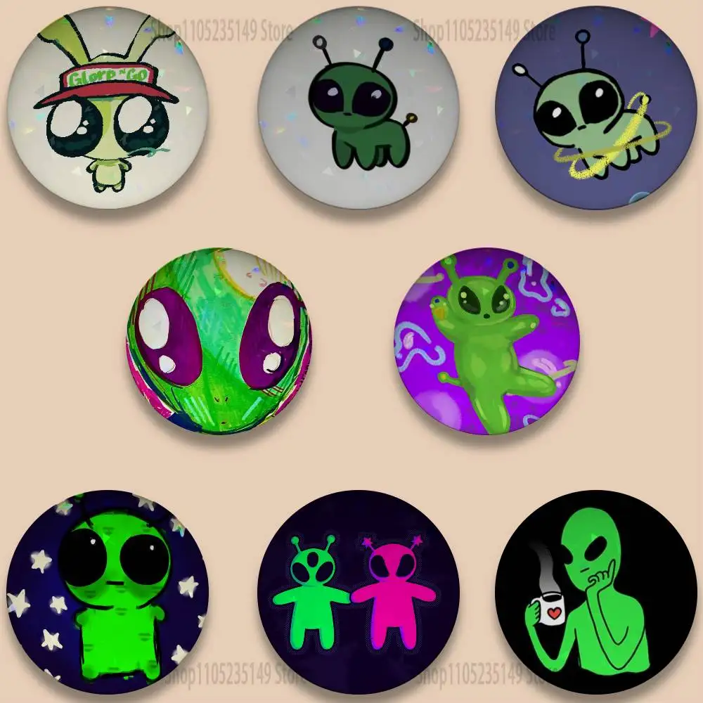 

I Love Aliens 58mm Round Cartoon Brooches Badge for Backpack Accessories Hat Decoration HD Print Handmade Gifts