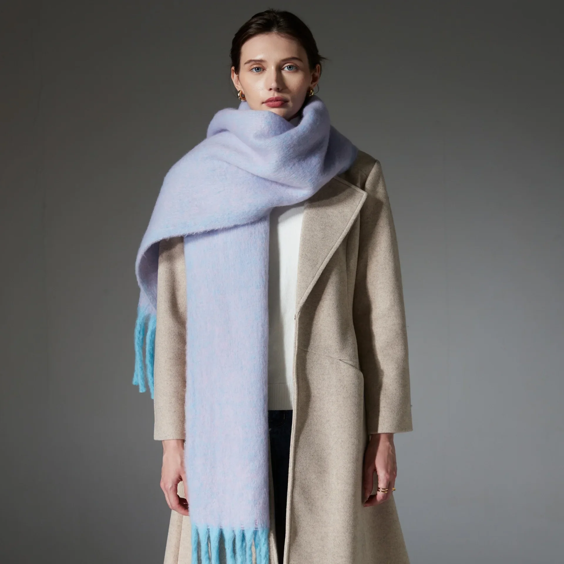 2024autumn and winter new foreign trade circle yarn coarse tassel flower women's scarf thickened and warm worn with trendy shawl image 4