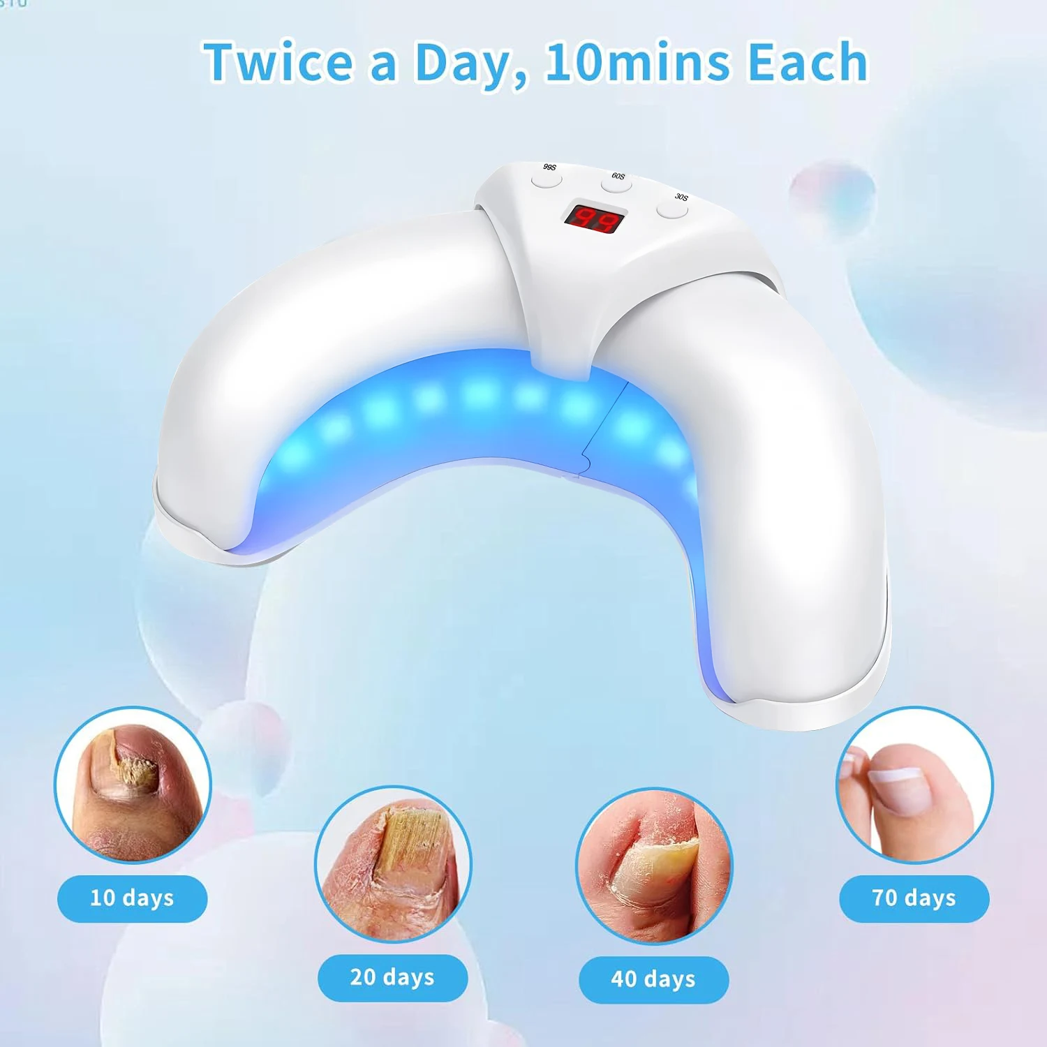 

LED Nail Laser Fungus Device for Multiple Toenails & fingernails Nail Repair for Damaged and Discolored Nails for Home Use
