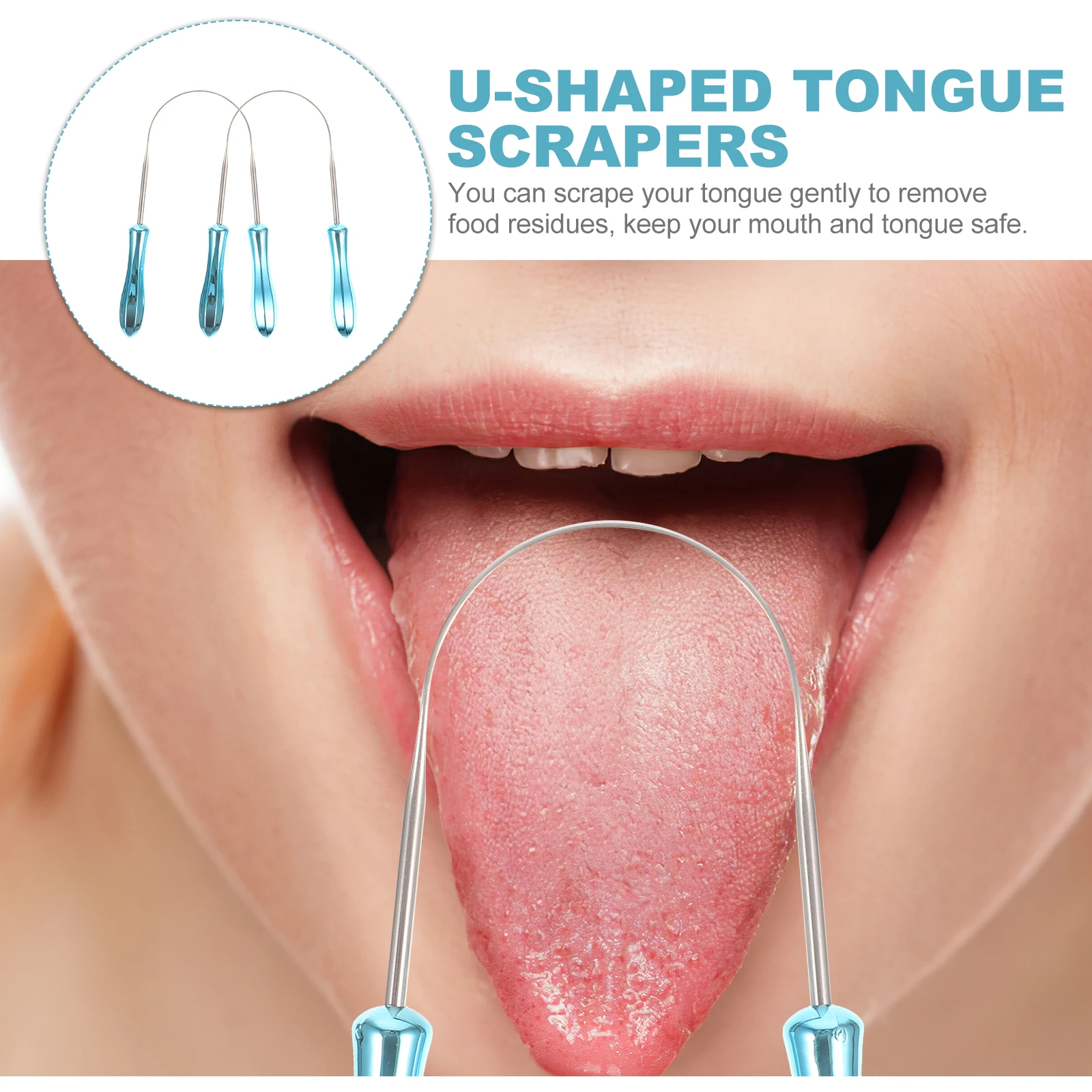 

2pcs Tongue Scrapers Stainless Steel Oral Care Tool For Fresher Breath Portable Cleaning Scraper Adult Metal Tongue Cleaner