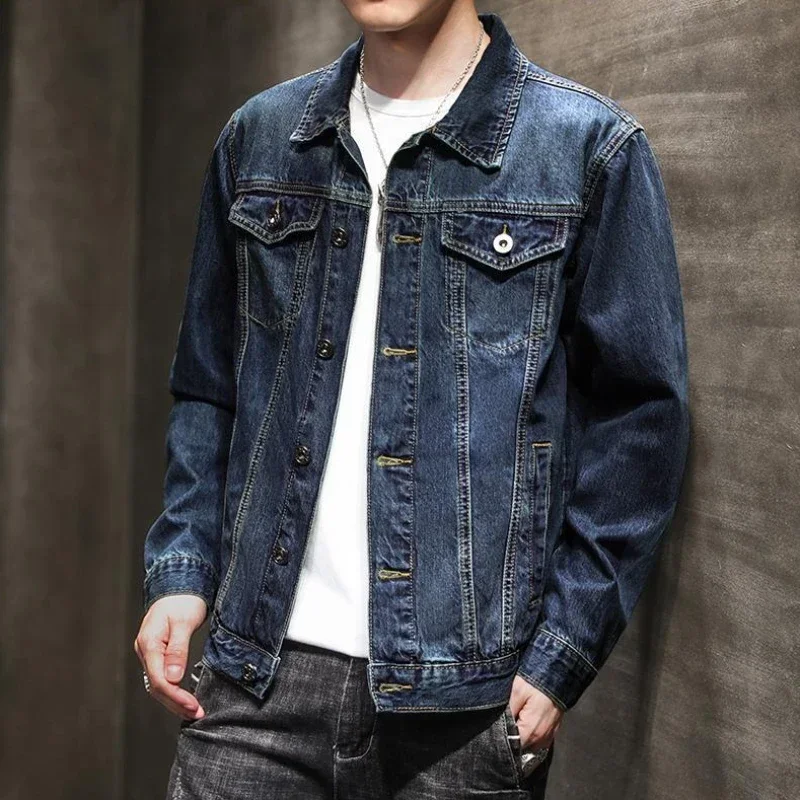 Denim Jackets Man Autumn Light Jeans Coat for Men Button Outwear on Board in Lowest Price Fast Delvery Korea G Casual Large Size