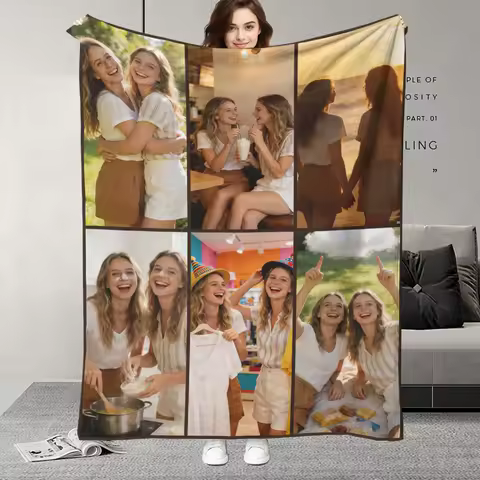 1 personalized customized photo. 6-grid comfortable flannel blanket, a gift for girlfriends - conveying feelings, soft.sofa