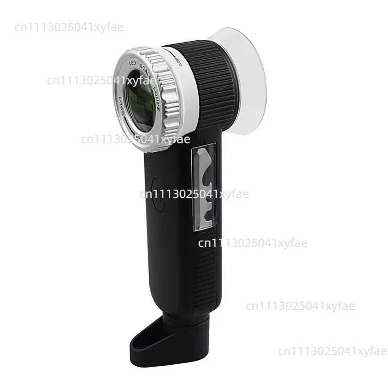 30X Handheld Magnifier with LED Light & Scale, Adjustable Focal Multifunction Loupe for Jewelry Inspection