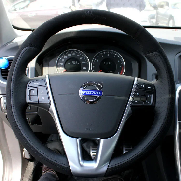 

DIY Hand-Sewn Leather Suede Car Steering Wheel Cover for Volvo S40 S60 S80 C30 XC60 XC90 Auto Accessories