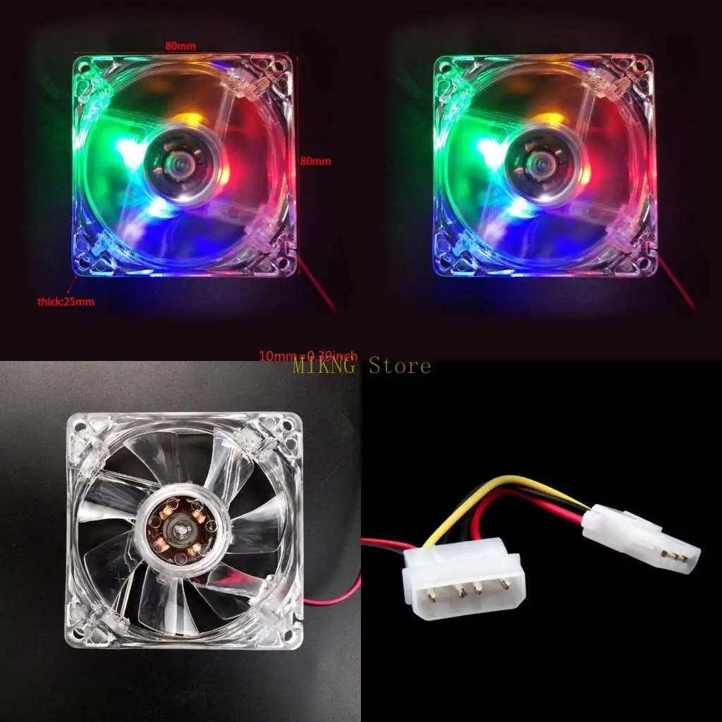 

80mm Computer Cooling Fan RGB for Case Fan Double Aperture High Performance Silent Control Chassis Radiators 12V 4Pin best sale