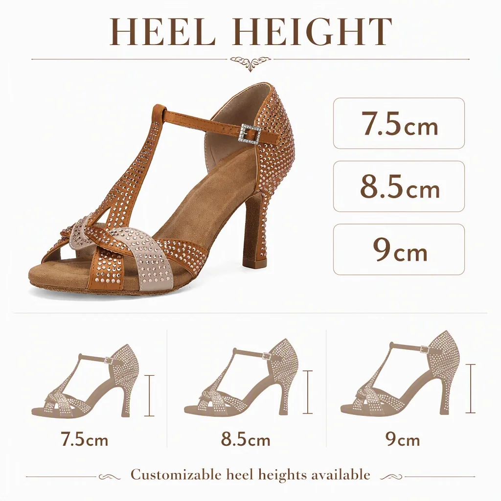 New Rhinestone Latin Dance Shoes For Women Girls Ladies Rumba Samba Ballroom Party Dancing Shoes Soft Bottom Competition Shoes