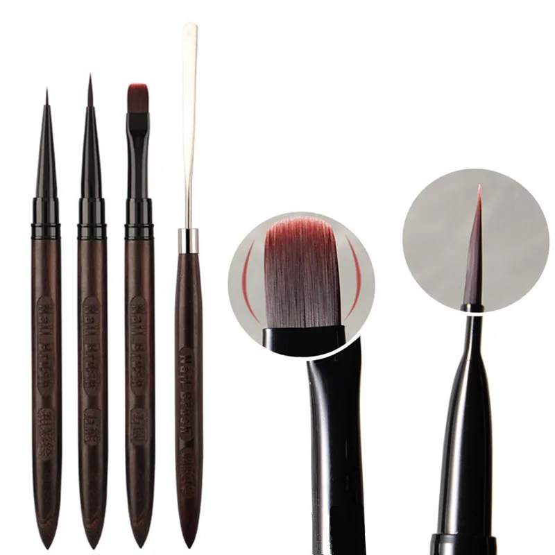 1/4PCS Nail art Pinsel Dreieckige Spachtel Zeichnung Malerei Linie Stift Liner Gradienten Flache Runde Metall Französisch Maniküre werkzeuge