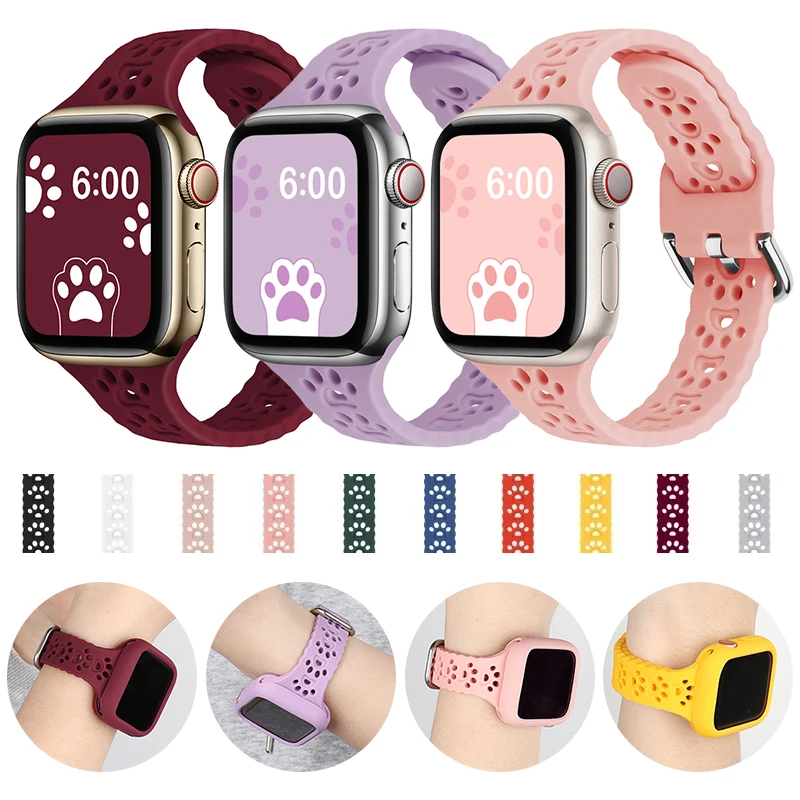 Силиконовый ремешок Dog Paw для Apple Watch Band 49 мм, 46 мм, 45 мм, 44 мм, 41 мм, 40 мм, 38 мм, браслет Correa серии 10 9 8 7 6 5 4 3 SE Ultra2