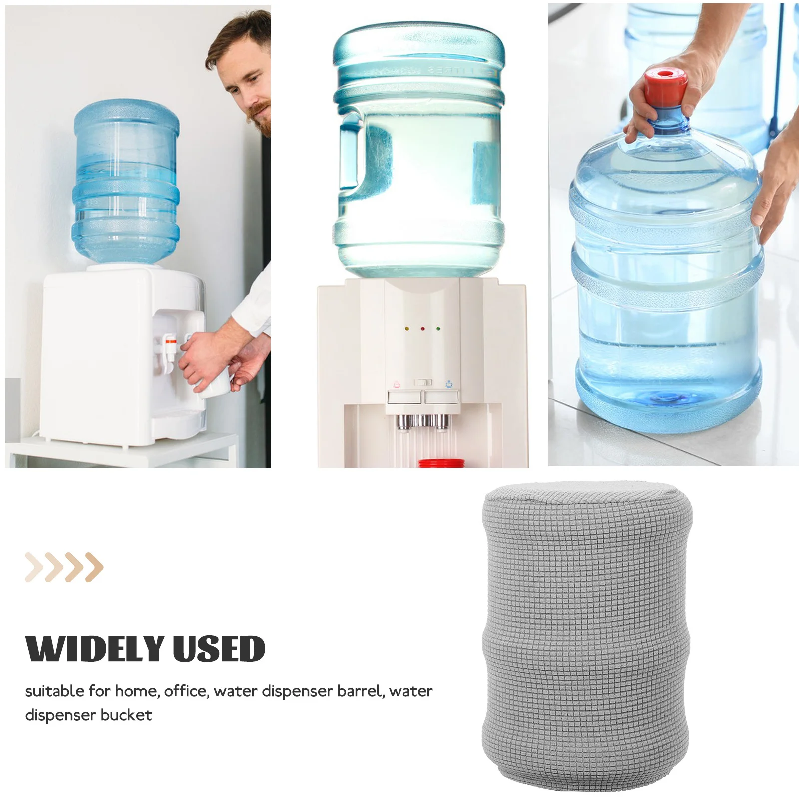 غطاء أسطواني موزع المياه رمادي تصميم بسيط كم واقي جالون غطاء دلو الماء مقاوم للغبار عملي #6