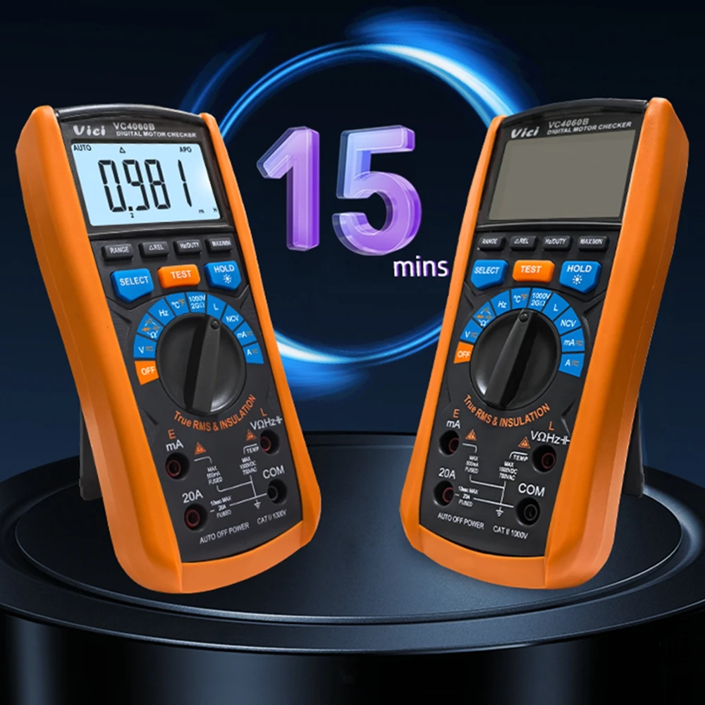Imagem -03 - Isolamento Digital Resistência Tester Motor Check 2000 Ohm Ncv Megohmmeter True Rms ac dc Multímetro Data Hold Alarm 1000v Vc4060