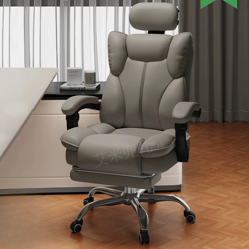 

Lazy Leather Swivel Office Chair High Back Armchair Designer Rolling Office Chair Comfortable Gaming Sillas Gamer Furniture
