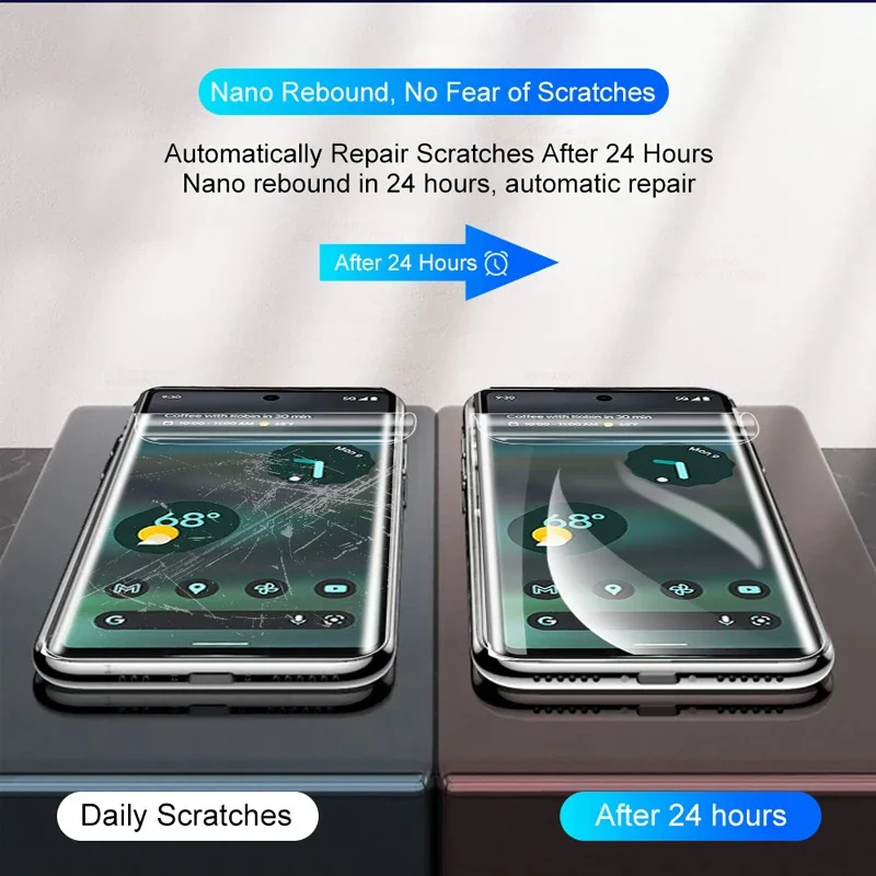 Película de hidrogel para google pixel 7 pro 8a 6 5 x4l x3l, 5 peças, capa completa, protetor de tela para google pixel 9 7a 6a 5a 4a 5g, filme macio