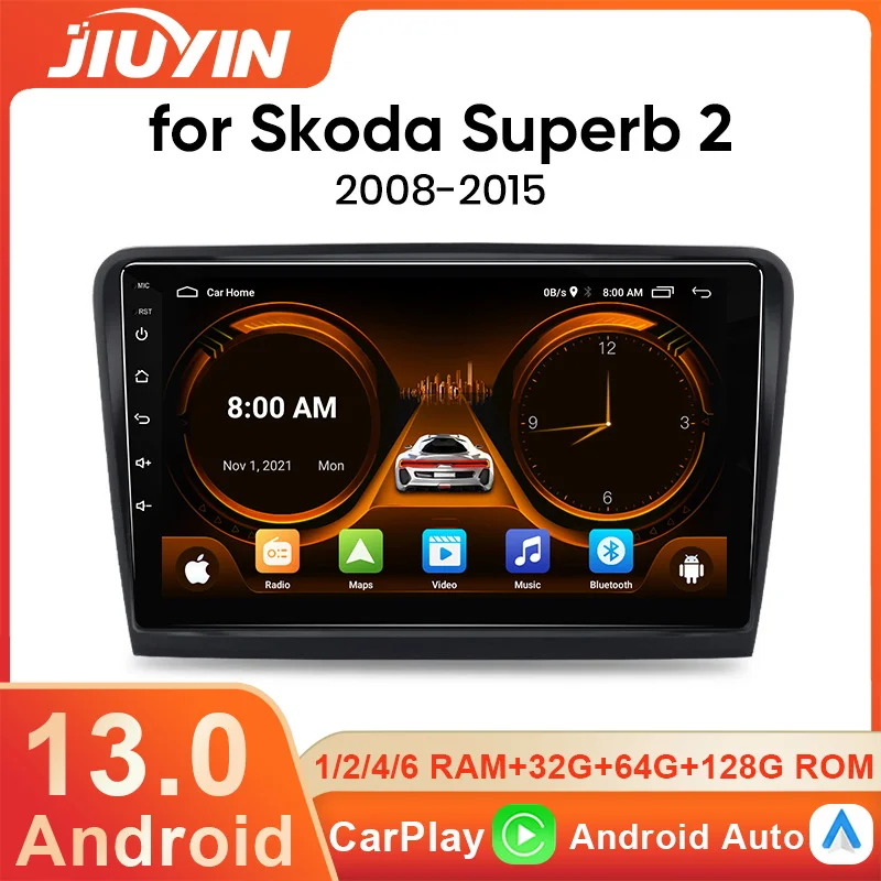 

JIUYIN For Skoda Superb 2 2008 - 2015 Car Radio Multimedia Video Player Navigation GPS Android 13 2din 4G+WiFi DSP Carplay Auto