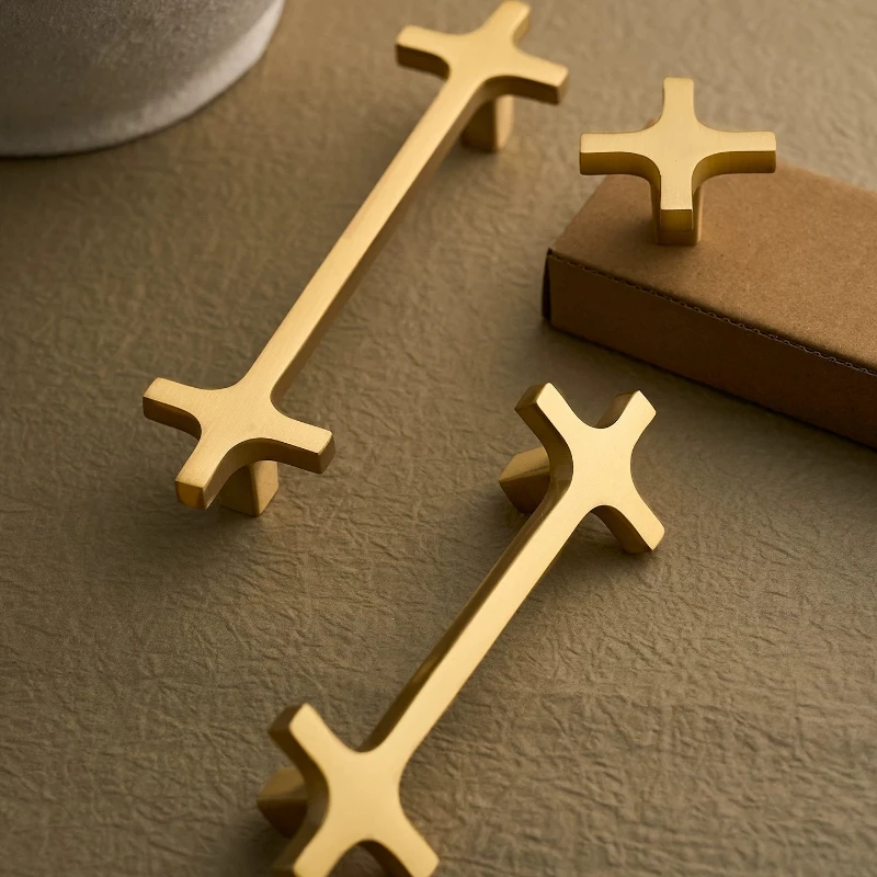 Creative Brass Furniture Handle Wardrobe Door Drawer Knob High-end Shoe Cabinet Handle Modern Minimalist Cabinet Gold Long Pulls