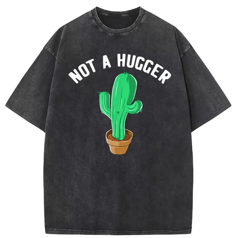 Summer Not A Hugger Funny Cactus Gift Long Sleeve Summer Tshirts Men Fashionable Tshirt Women's Vintage Cotton Sweatshirts