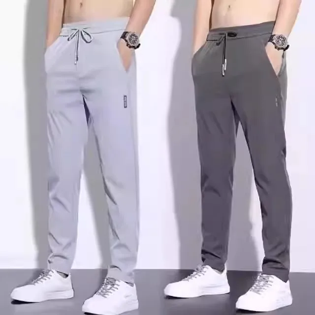Ice Silk Casual Long Pants Men's New Straight Loose Summer Thin Western Pants Slimming Air Conditioned Sports Pants