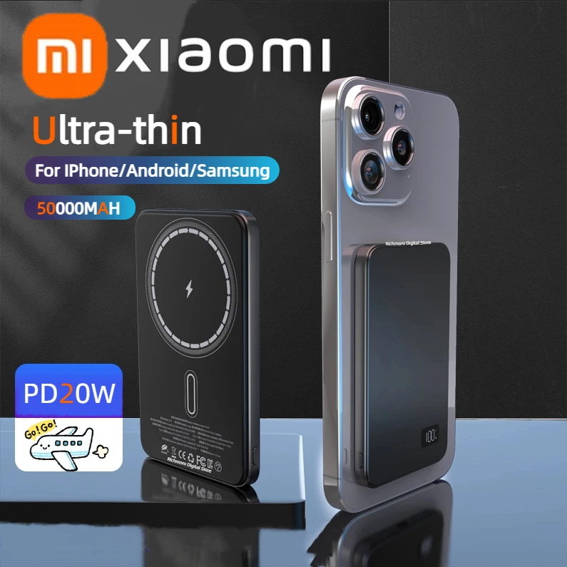 Xiaomi 50000mAh Magnetic Wireless Power Bank PD22.5W Portable Fast Charging External Battery For Magsafe For iPhone Samsung New