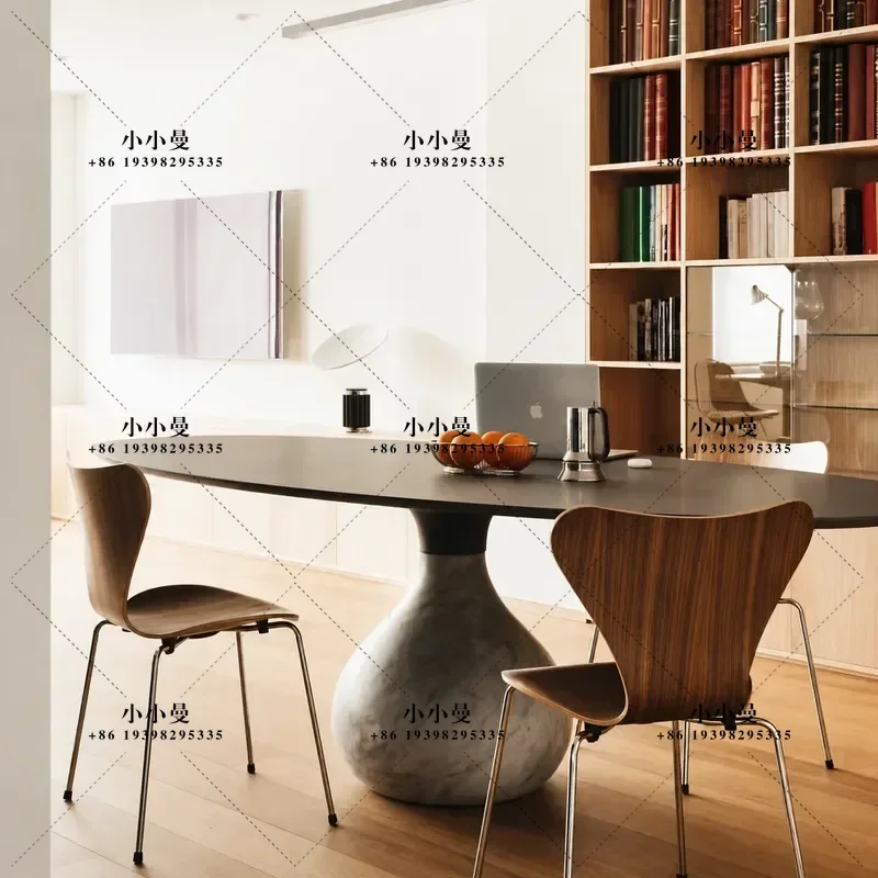 Water Drop Dining Table Base Red Round Pedestal Modern Light Luxury Marble Pattern Restaurant Furniture Foot