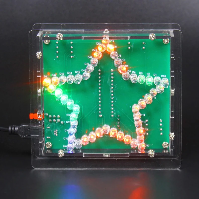 DIY Electronic Kit 3D Five-Pointed Star LED Pentagram Flashing Marquee Light Board Music Player Soldering Learning Set