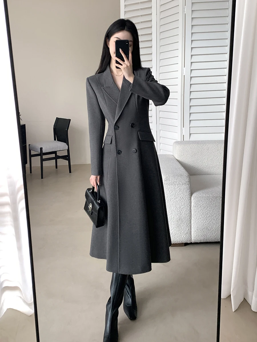 

ay Coat Women's Waist-Cinching Ele Mid-Length Single-Faced Woolen Jaet by FT GUOGE for Autumn Winter Faionable Comm...