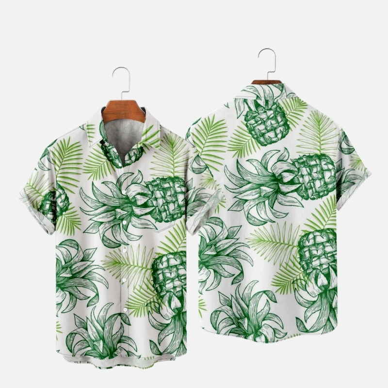 Men's Hawaiian T-Shirt Pineapple Retro Style 3D Printed Y2K Hombre Fashion Shirt Casual Beach Oversized Clothes 1